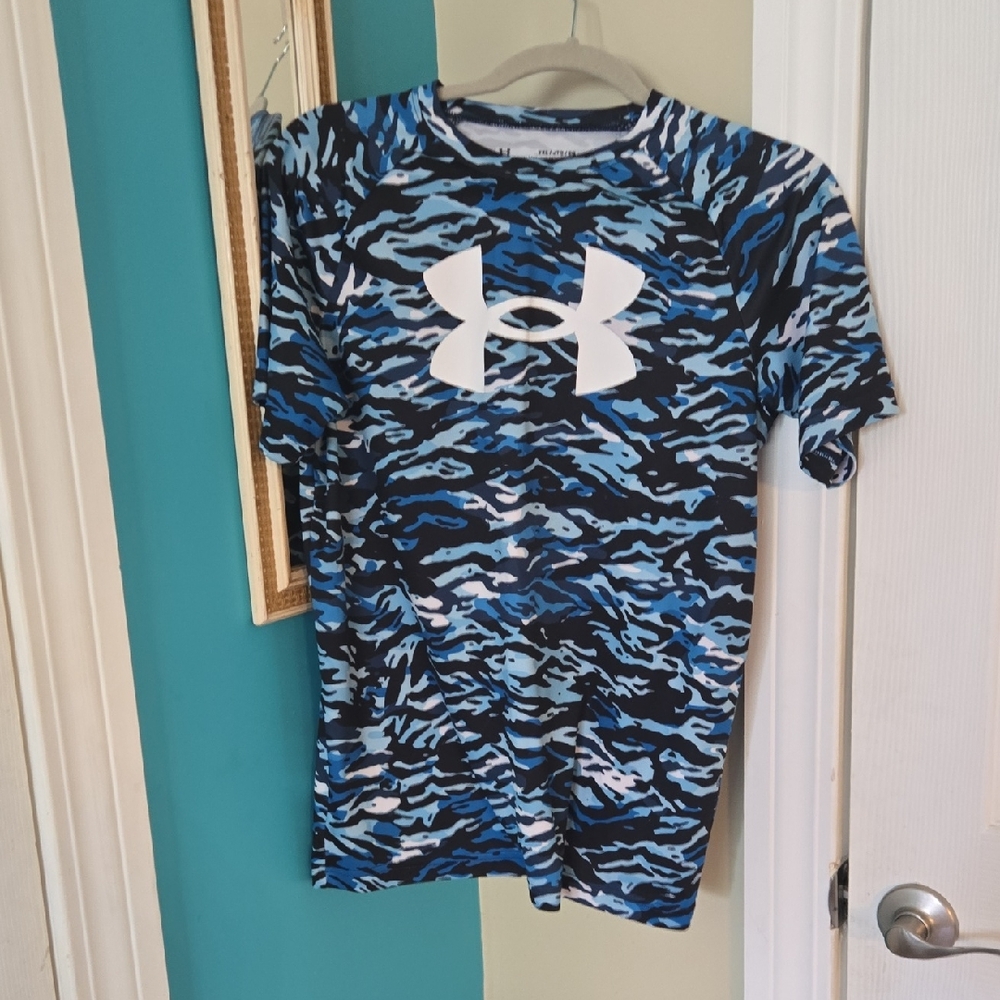 Under Armour Blue Black Camouflage Performance Tee